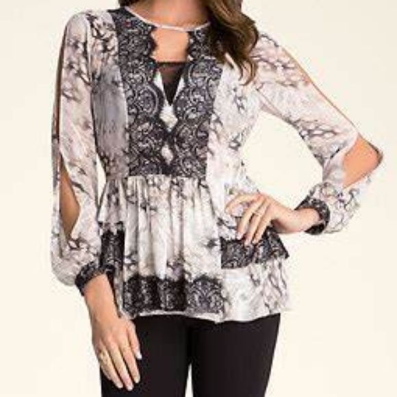 Bebe lace detail long sleeve blouse - Picture 1 of 7
